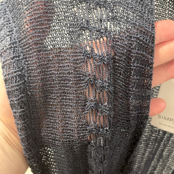 NWT Suzanne Betro Simple long sleeveless dark blue sweater coat with belt L/XL - Picture 5 of 5